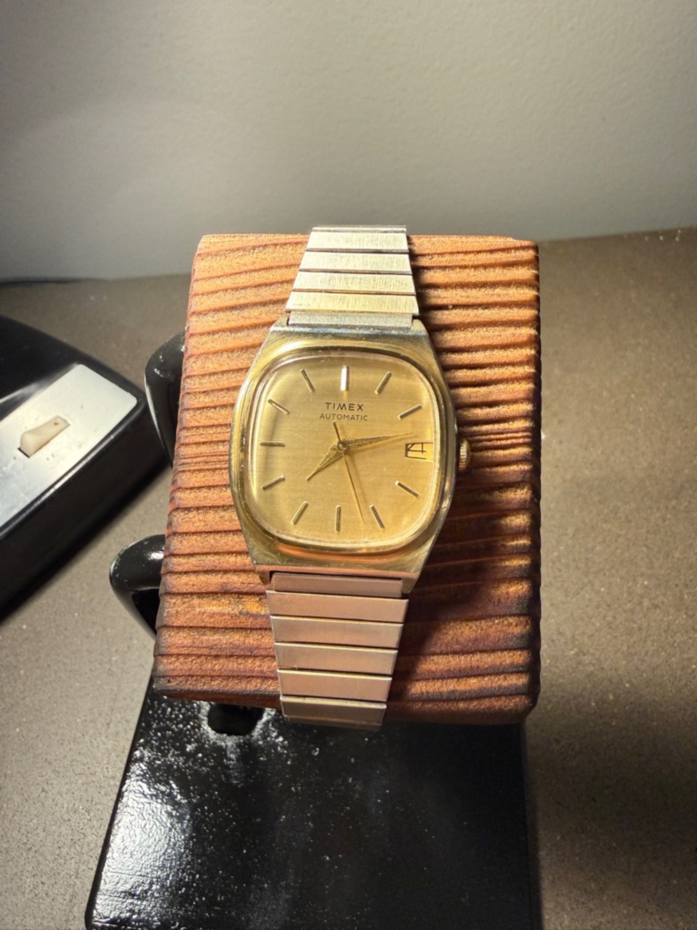 Timex Gold Tone Automatic Watch with Silver Bracelet